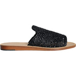 Dolce & Gabbana Black Monochrome Braided Raffia Slides Shoes MV6103-42