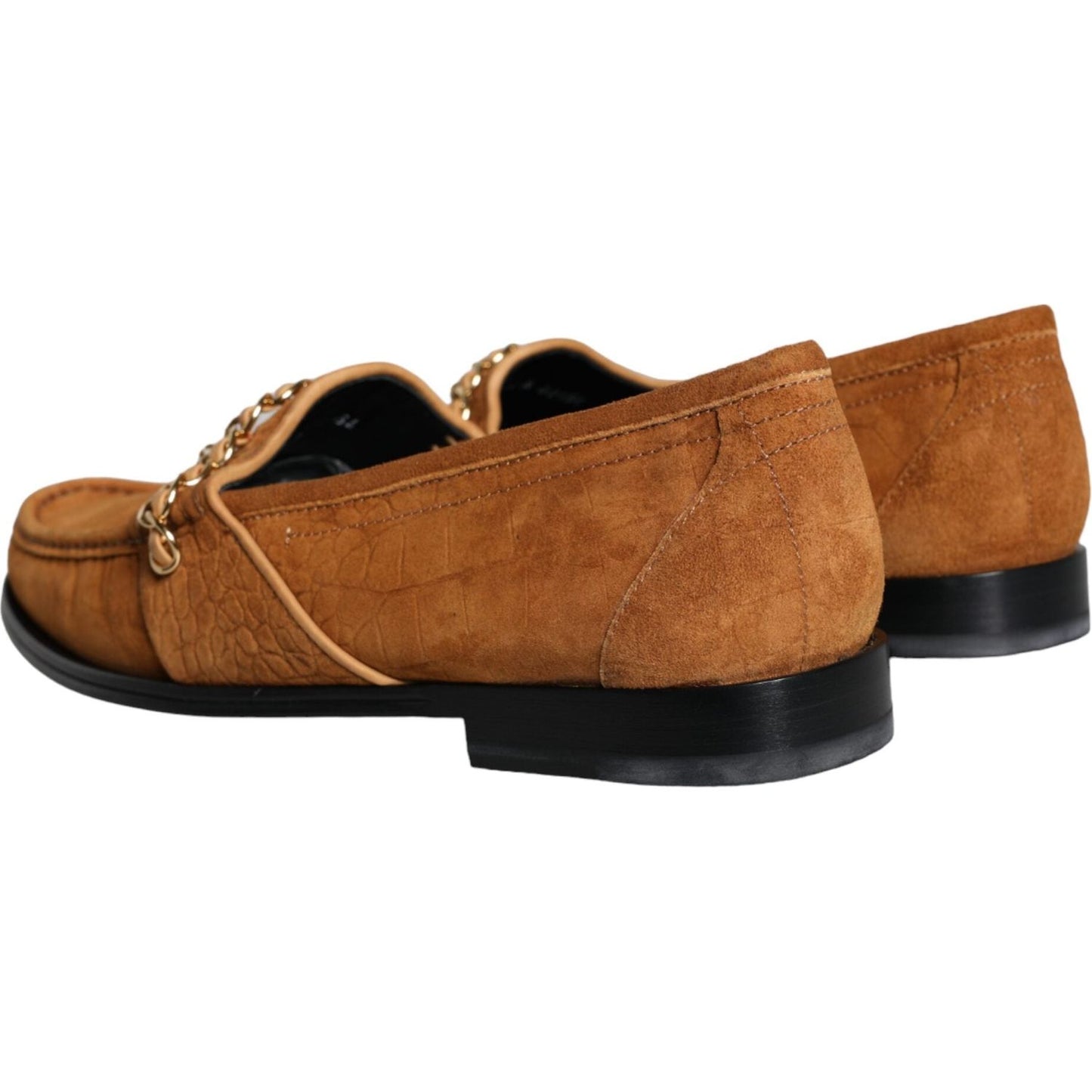 Dolce & Gabbana Brown Velvet Leather Logo Mocassin Slip On Shoes Dolce & Gabbana Sienna