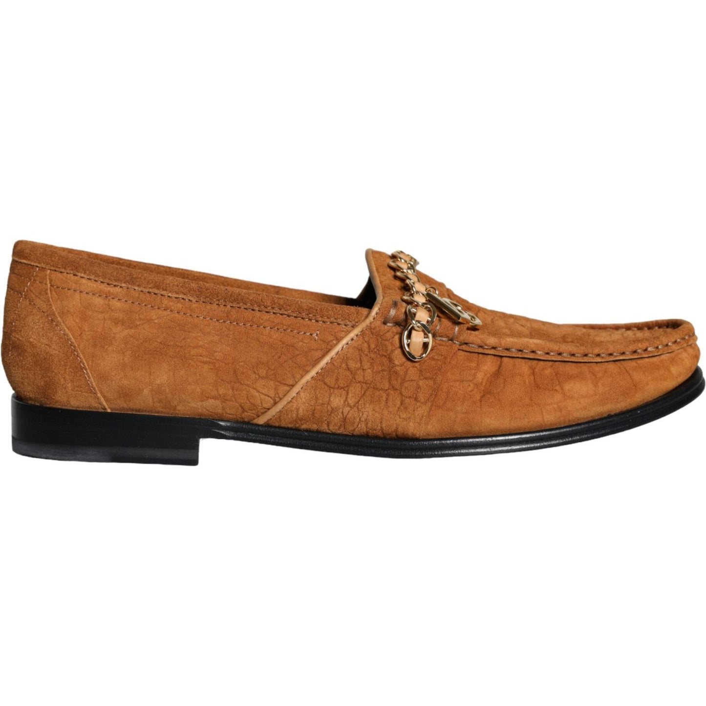 Dolce & Gabbana Brown Velvet Leather Logo Mocassin Slip On Shoes Dolce & Gabbana Sienna