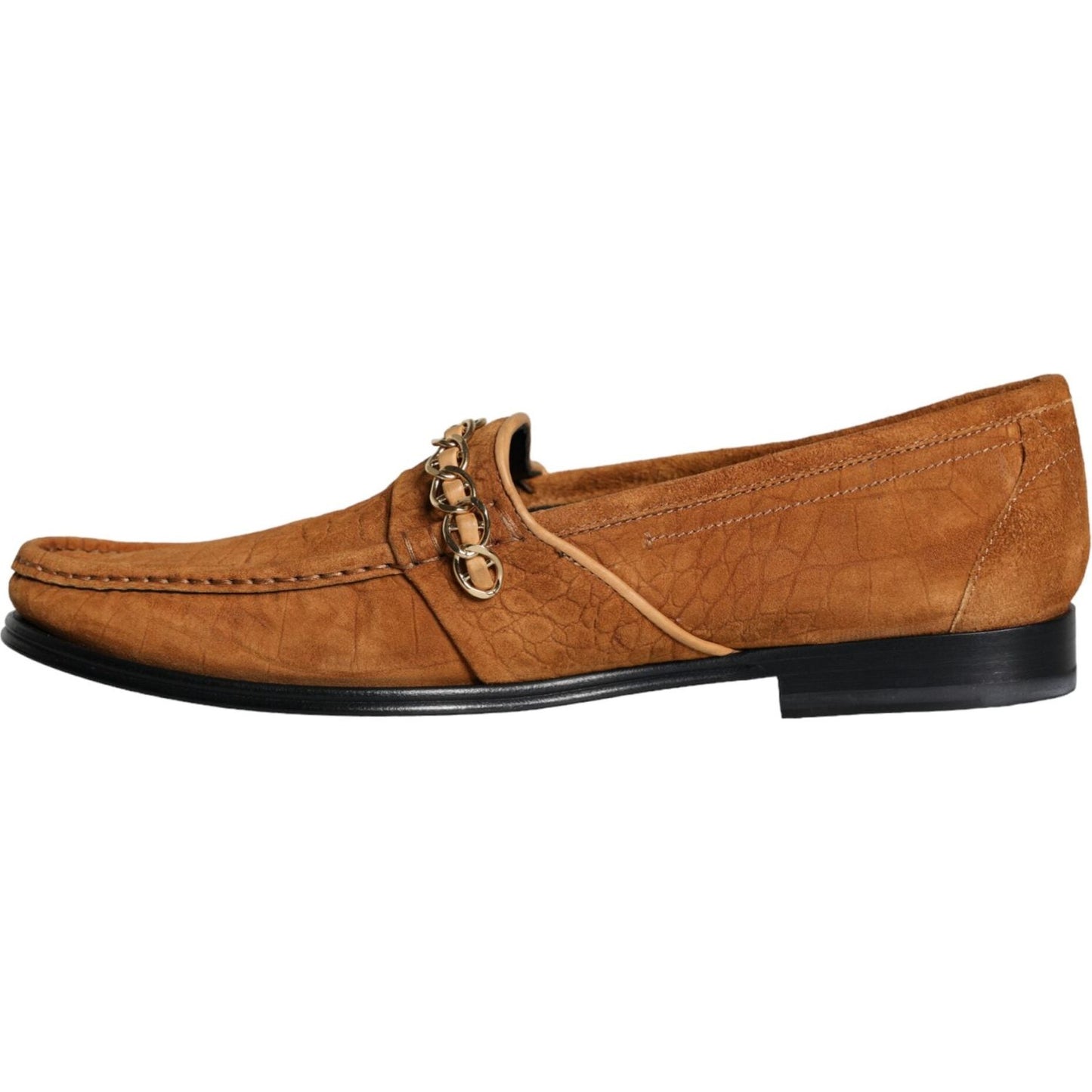 Dolce & Gabbana Brown Velvet Leather Logo Mocassin Slip On Shoes Dolce & Gabbana Sienna