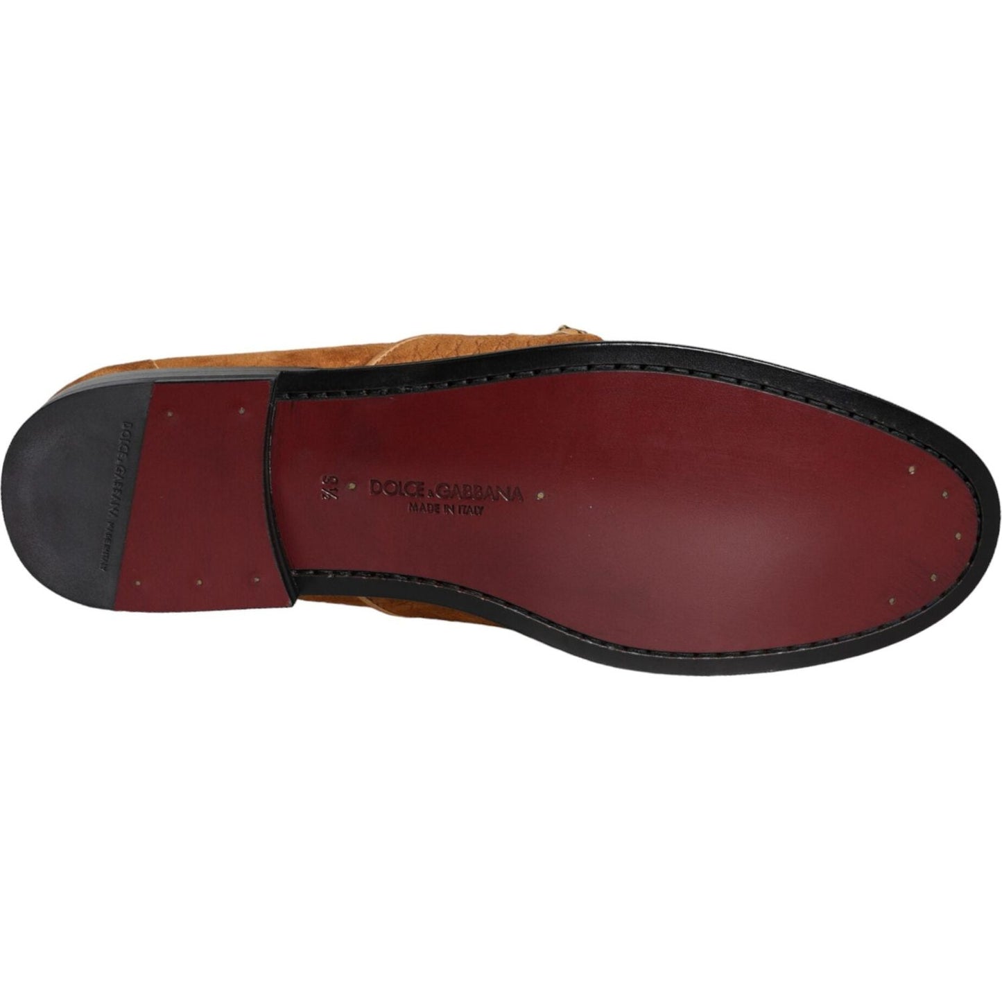 Dolce & Gabbana Brown Velvet Leather Logo Mocassin Slip On Shoes Dolce & Gabbana Saddle Brown
