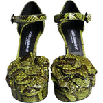 Dolce & Gabbana Green Exotic Leather Ankle Strap Heels Sandals Shoes LA11321-39