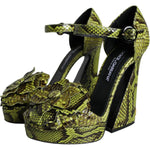 Dolce & Gabbana Green Exotic Leather Ankle Strap Heels Sandals Shoes LA11321-39