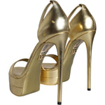 Dolce & Gabbana Gold Leather Platform Keira Sandals Shoes LA11422-38