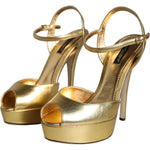 Dolce & Gabbana Gold Bette Leather Heels Sandals Shoes LA11516-40
