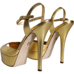 Dolce & Gabbana Gold Bette Leather Heels Sandals Shoes LA11516-40