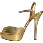 Dolce & Gabbana Gold Bette Leather Heels Sandals Shoes LA11516-40