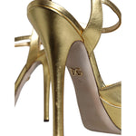 Dolce & Gabbana Gold Bette Leather Heels Sandals Shoes LA11516-40