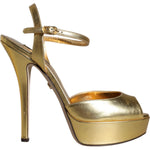 Dolce & Gabbana Gold Bette Leather Heels Sandals Shoes LA11516-40