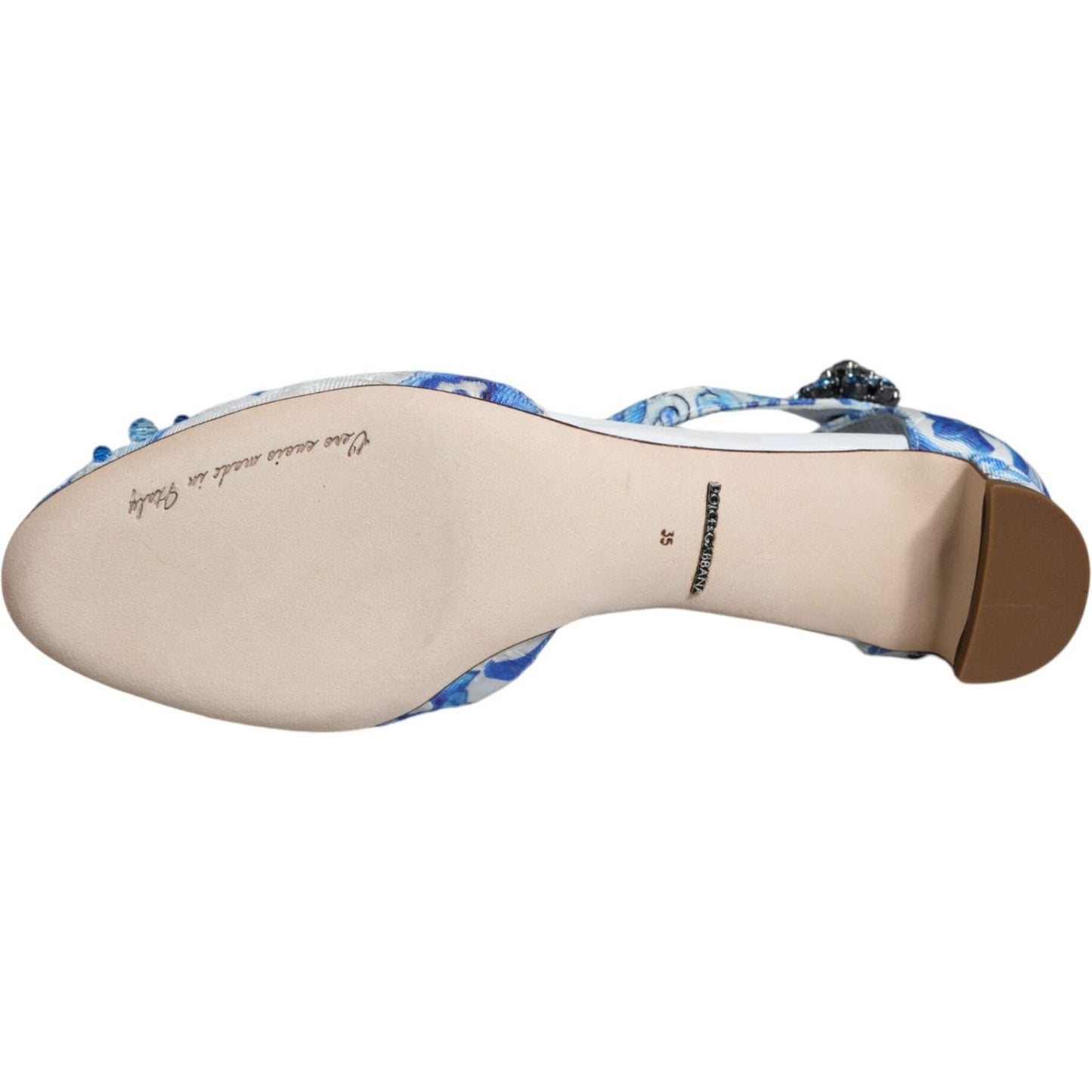 Dolce & Gabbana White Blue Majolica Print Ankle Strap Sandals Shoes Dolce & Gabbana Gray