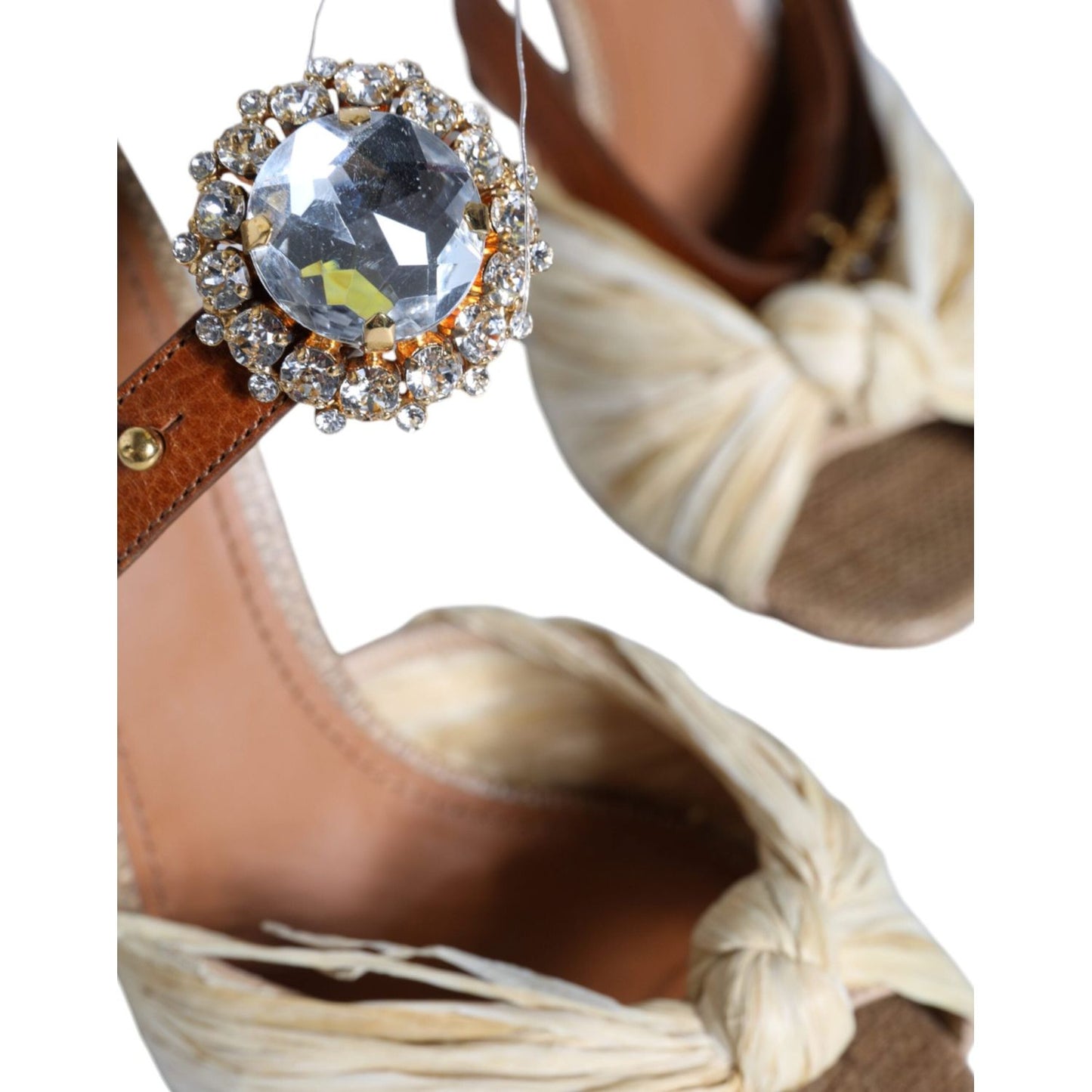Dolce & Gabbana Multicolor Crystal Slides Heel Sandals Shoes Dolce & Gabbana Rosy Brown