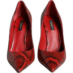 Dolce & Gabbana Red Leather Stiletto High Heels Pumps Shoes LA11505-36.5