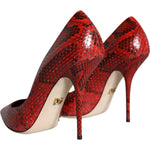 Dolce & Gabbana Red Leather Stiletto High Heels Pumps Shoes LA11505-36.5