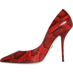 Dolce & Gabbana Red Leather Stiletto High Heels Pumps Shoes LA11505-36.5