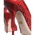 Dolce & Gabbana Red Leather Stiletto High Heels Pumps Shoes LA11505-36.5