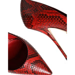 Dolce & Gabbana Red Leather Stiletto High Heels Pumps Shoes LA11505-36.5