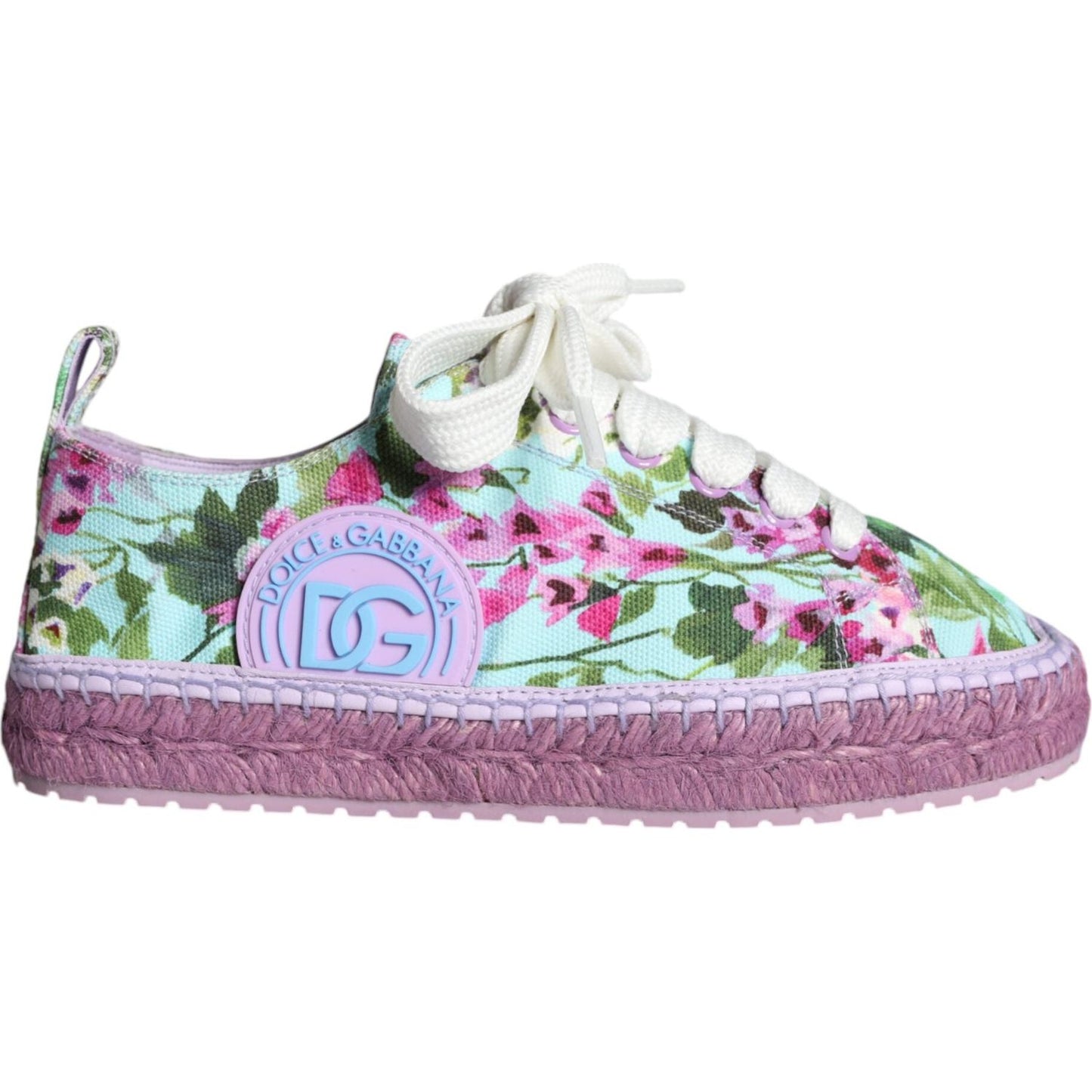 Dolce & Gabbana Multicolor Canvas Floral Espadrilles Sneakers Shoes Dolce & Gabbana Gray