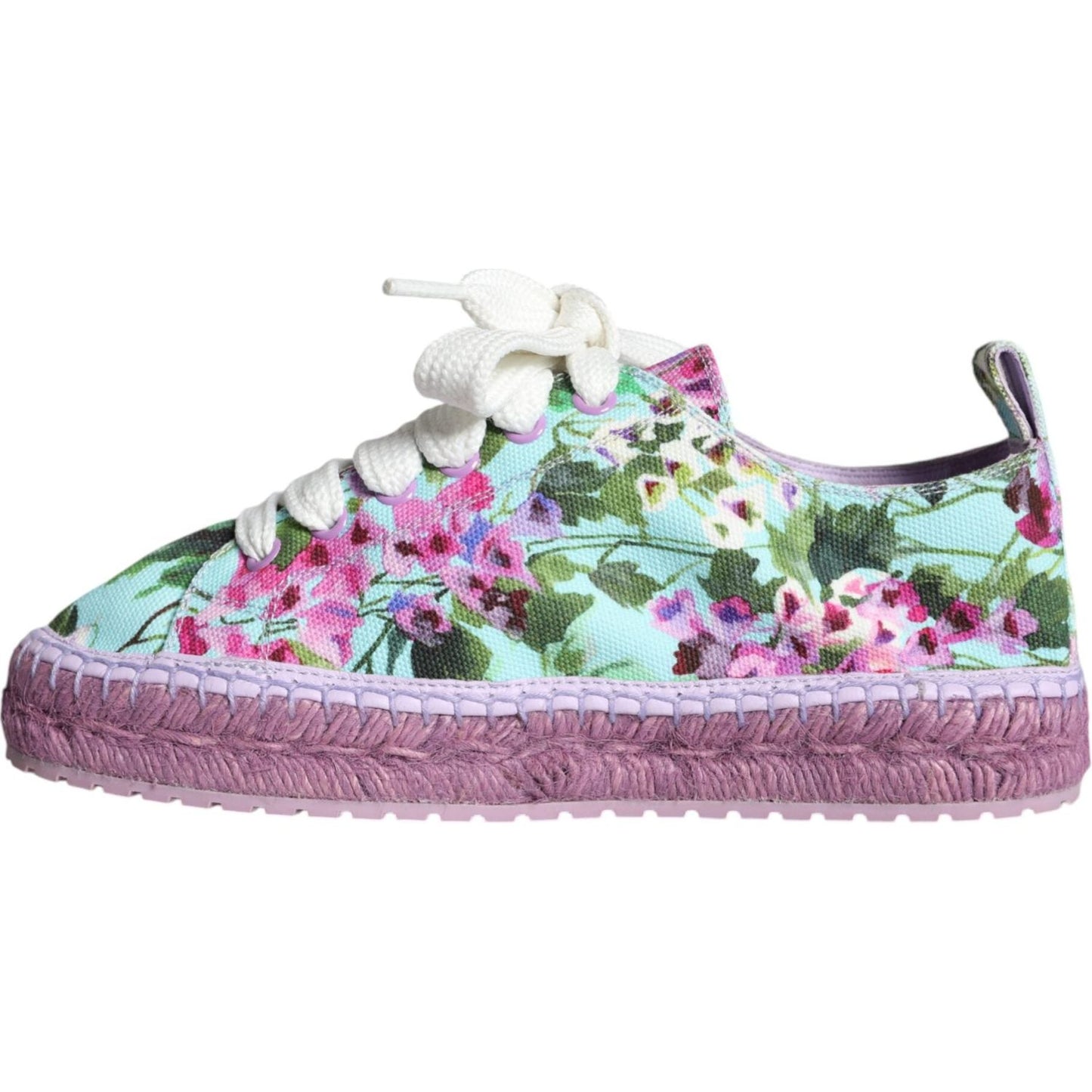 Dolce & Gabbana Multicolor Canvas Floral Espadrilles Sneakers Shoes Dolce & Gabbana Gray