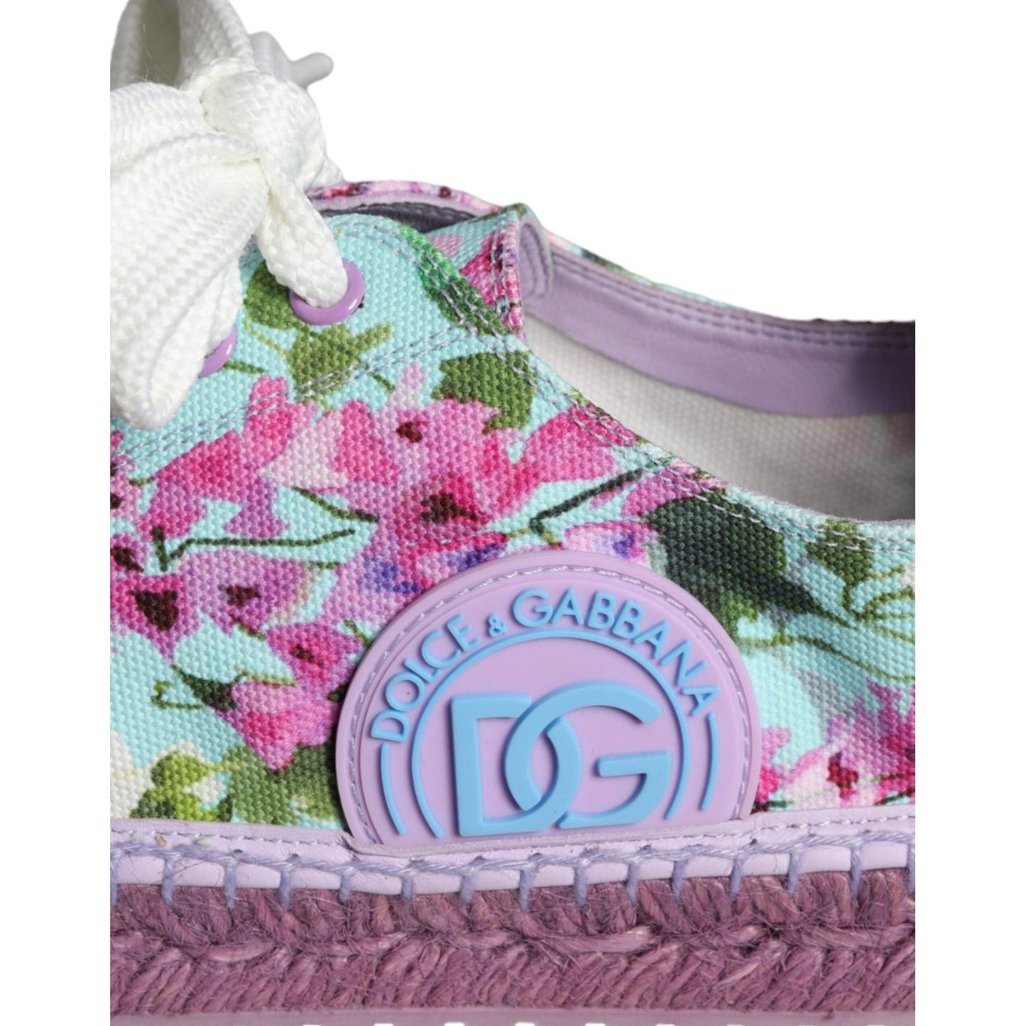 Dolce & Gabbana Multicolor Canvas Floral Espadrilles Sneakers Shoes Dolce & Gabbana Dark Gray