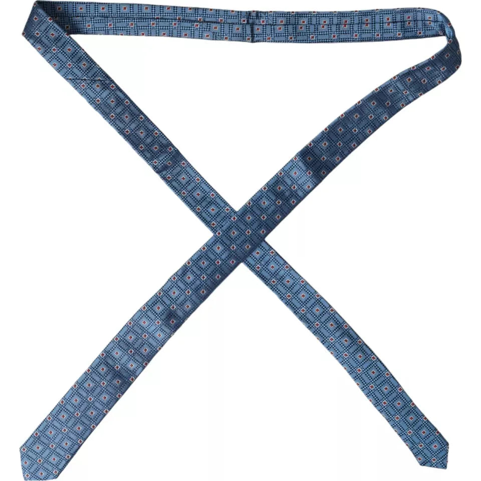 Dolce & Gabbana Blue Patterned 100% Silk Adjustable Men Tie Dolce & Gabbana Dim Gray