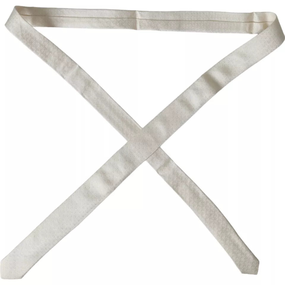 Dolce & Gabbana Off White Patterned Silk Adjustable Men Tie KRA3373