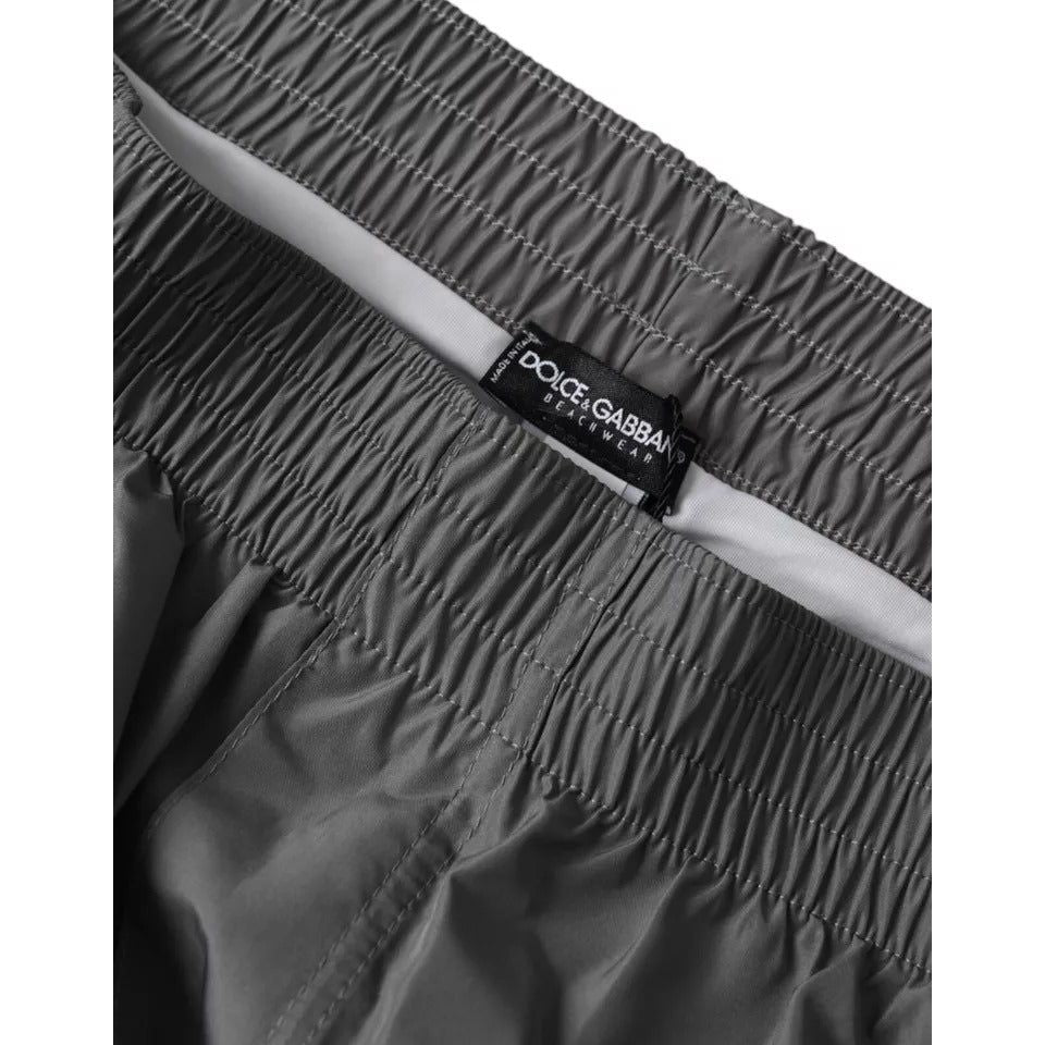 Dolce & Gabbana Dark Gray Polyester Beachwear Shorts Swimwear Men Dolce & Gabbana Dark Slate Gray