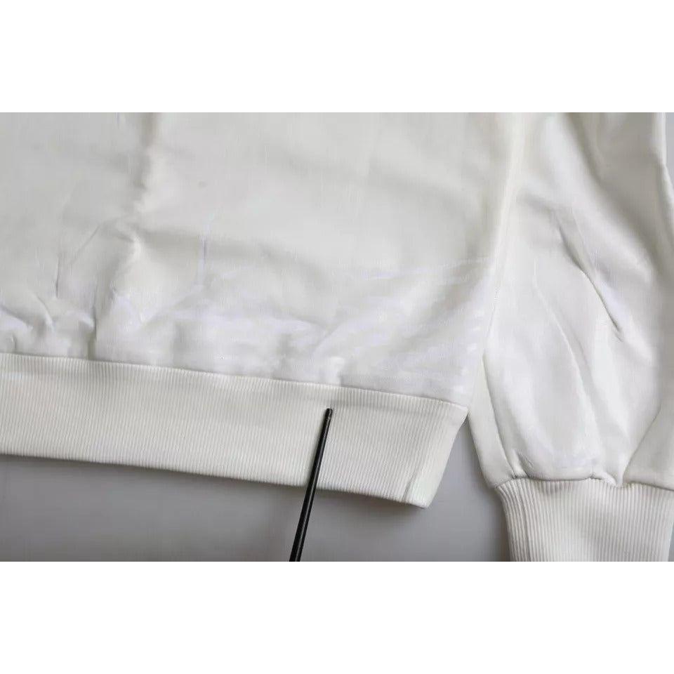 Dolce & Gabbana White Cotton Crew Neck Sweatshirt Sweater Dolce & Gabbana Gray