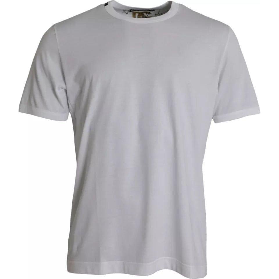 Dolce & Gabbana White Cotton Round Neck Short Sleeves T-shirt Dolce & Gabbana Dark Gray