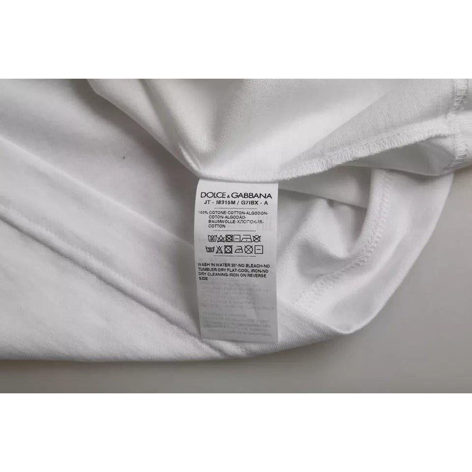 Dolce & Gabbana White Cotton Round Neck Short Sleeves T-shirt Dolce & Gabbana Dark Gray