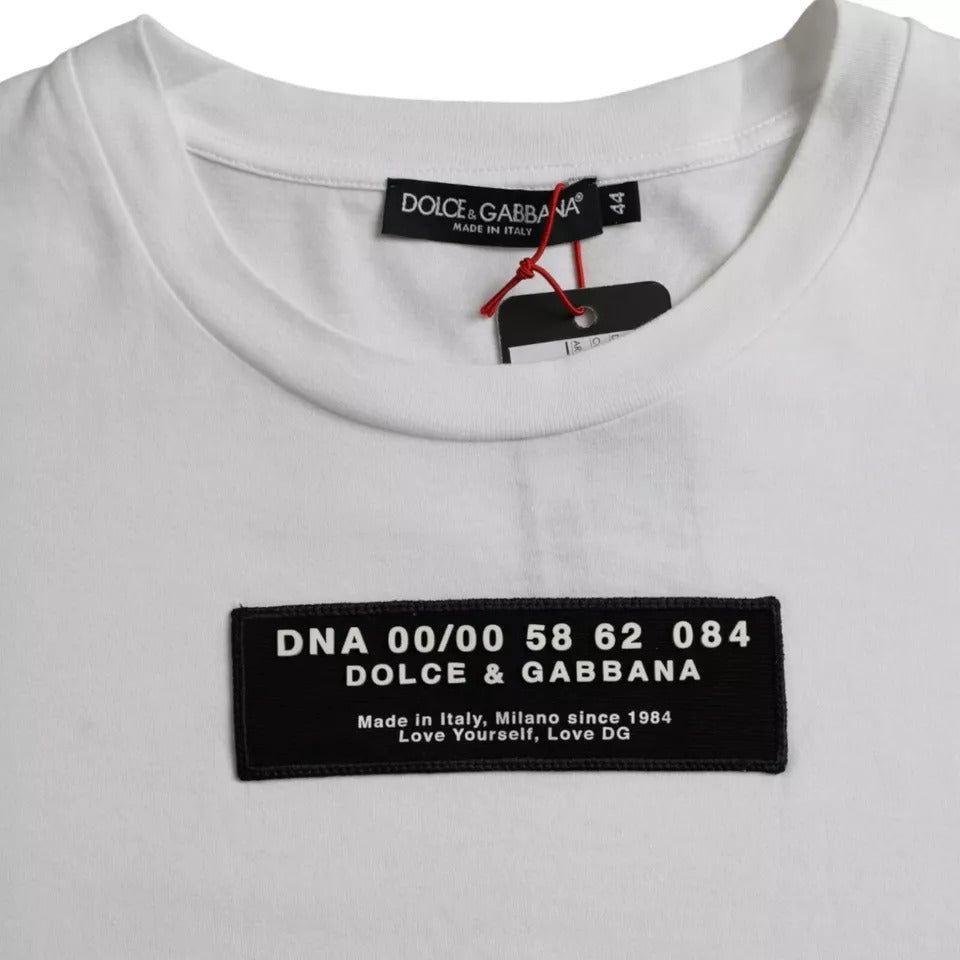 Dolce & Gabbana White Cotton DG Applique Men Casual T-shirt Dolce & Gabbana Gray