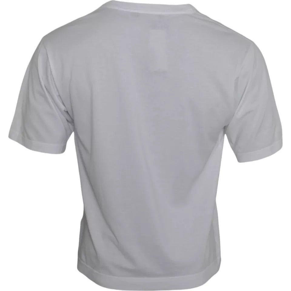 Dolce & Gabbana White Cotton DG Applique Men Casual T-shirt Dolce & Gabbana Dark Gray