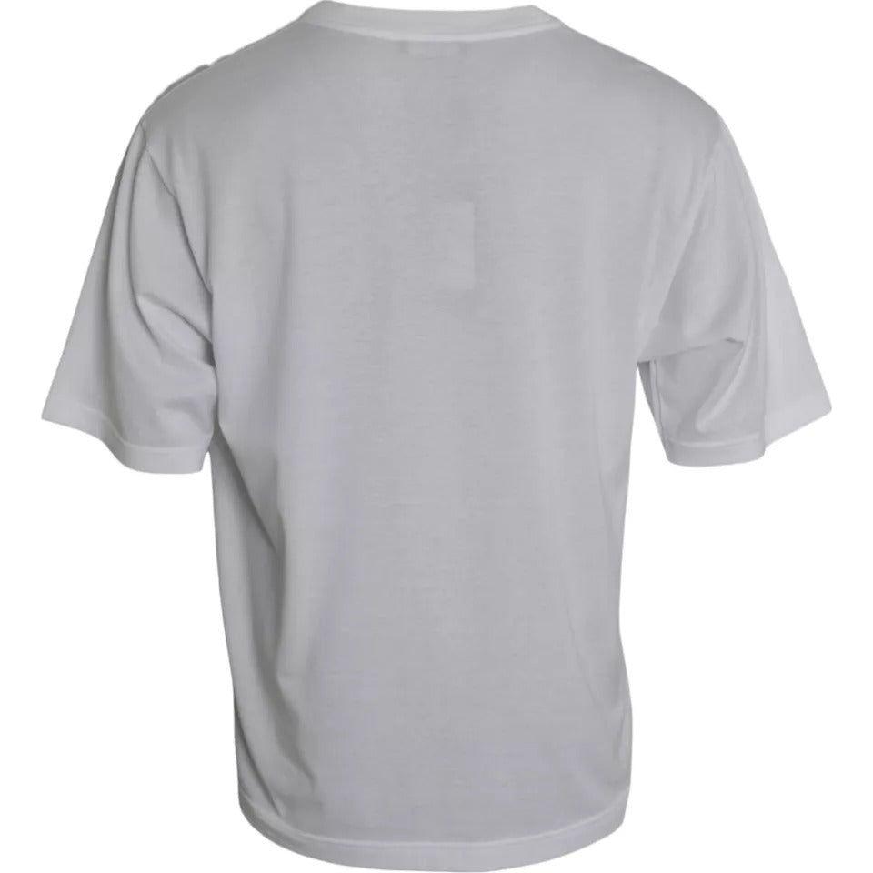 Dolce & Gabbana White Cotton Round Neck Short Sleeve T-shirt Dolce & Gabbana Dark Gray