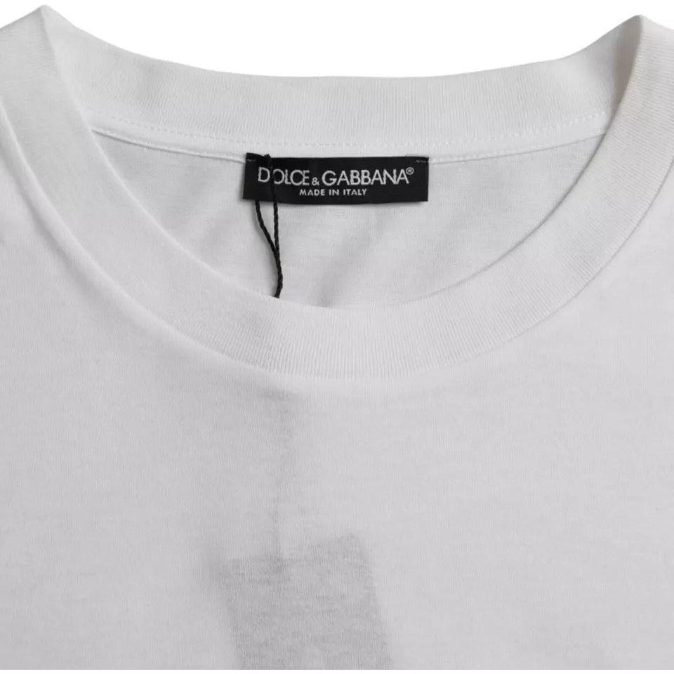 Dolce & Gabbana White Cotton Round Neck Short Sleeve T-shirt Dolce & Gabbana Light Gray