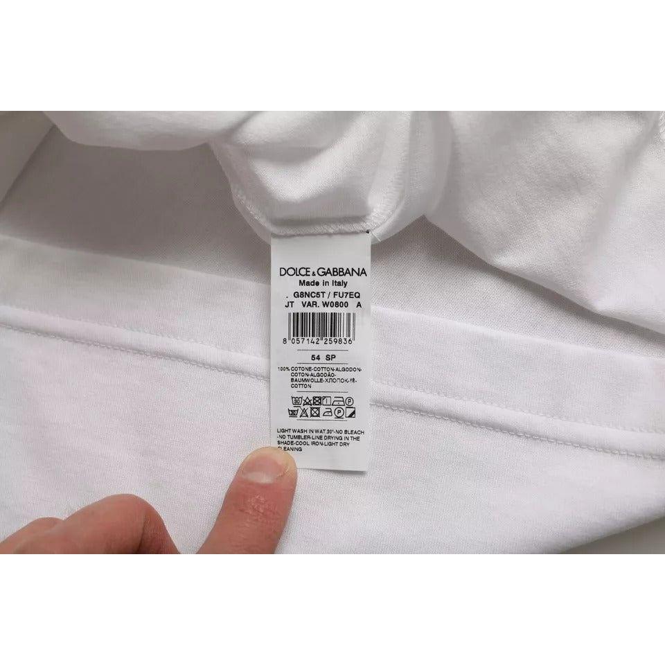 Dolce & Gabbana White Cotton Round Neck Short Sleeve T-shirt Dolce & Gabbana Gray