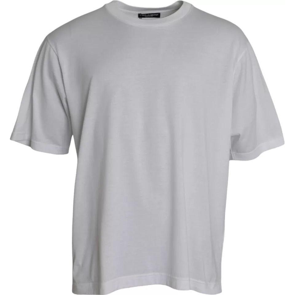Dolce & Gabbana White Cotton Round Neck Short Sleeve T-shirt Dolce & Gabbana Gray