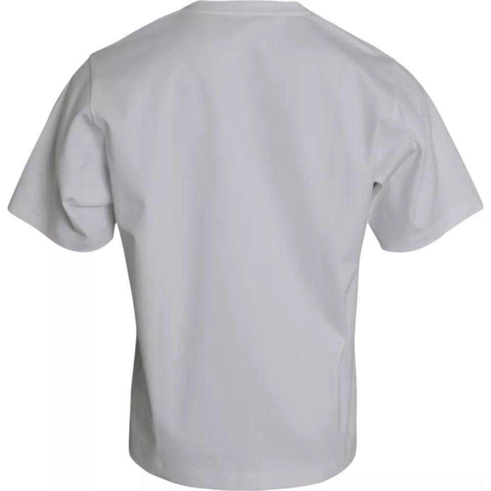 Dolce & Gabbana White Cotton Round Neck Short Sleeve T-shirt Dolce & Gabbana Gray