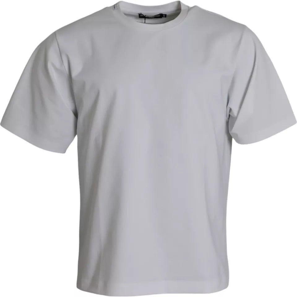 Dolce & Gabbana White Cotton Round Neck Short Sleeve T-shirt Dolce & Gabbana Dark Gray
