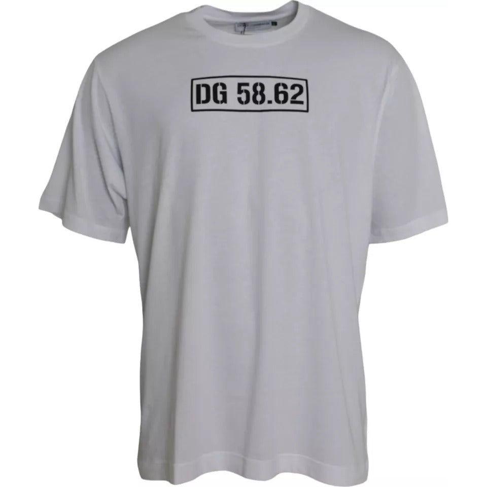 Dolce & Gabbana White Logo Round Neck Short Sleeves T-shirt Dolce & Gabbana Dark Gray