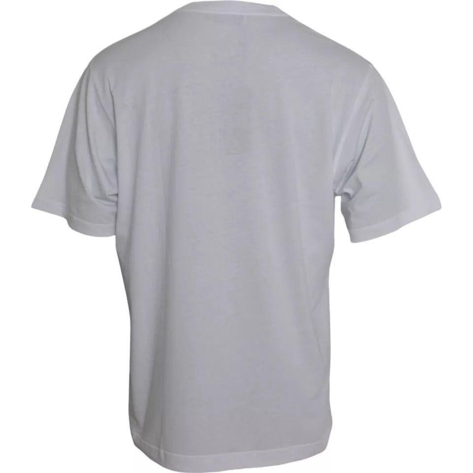 Dolce & Gabbana White Logo Round Neck Short Sleeves T-shirt Dolce & Gabbana Dark Gray