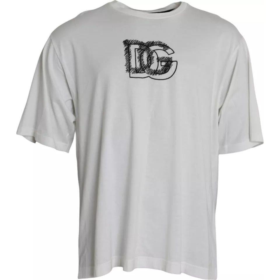 Dolce & Gabbana White Logo Round Neck Short Sleeves T-shirt Dolce & Gabbana Gray