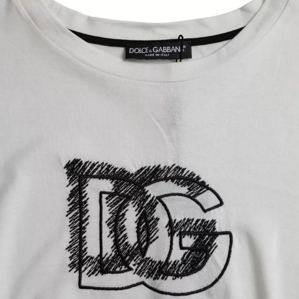 Dolce & Gabbana White Logo Round Neck Short Sleeves T-shirt Dolce & Gabbana Gray