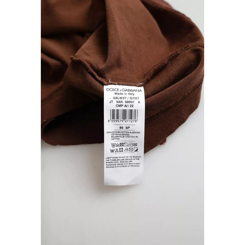 Dolce & Gabbana Brown Color Splash Cotton Crew Neck T-shirt Dolce & Gabbana Light Gray