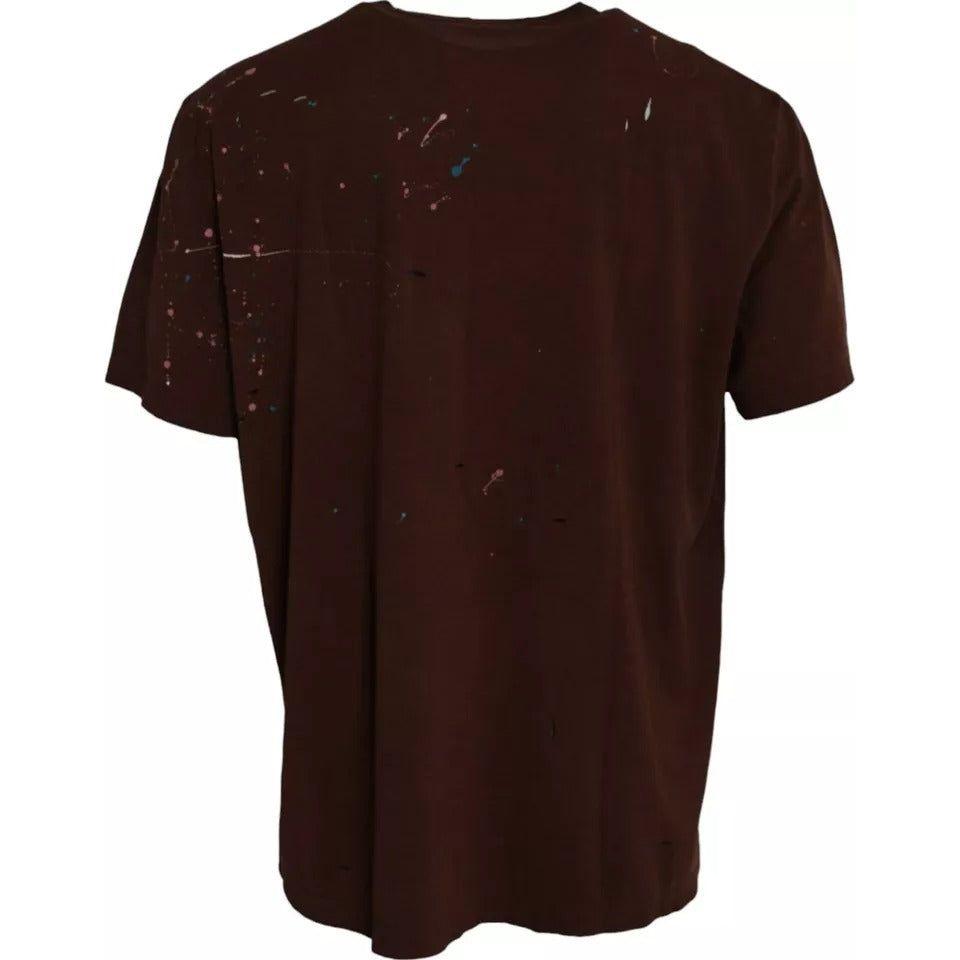 Dolce & Gabbana Brown Color Splash Cotton Crew Neck T-shirt Dolce & Gabbana Black