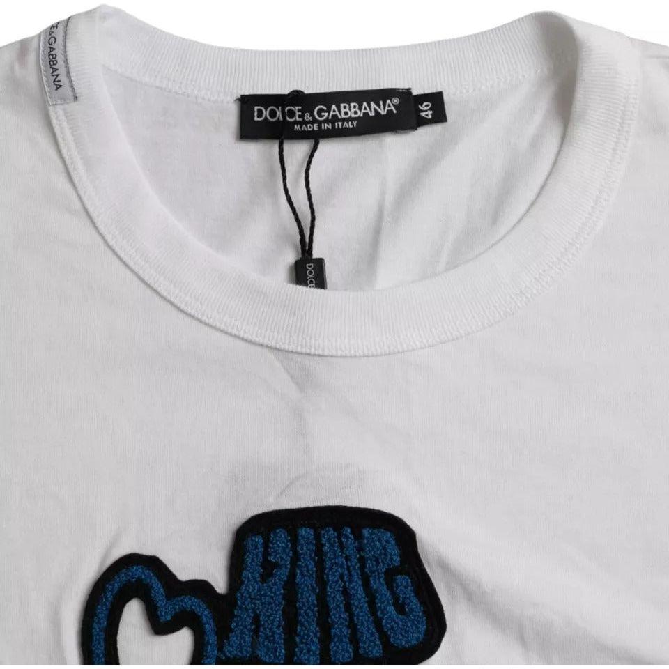 Dolce & Gabbana White King Of Love Round Neck Short Sleeves T-shirt Dolce & Gabbana Light Gray