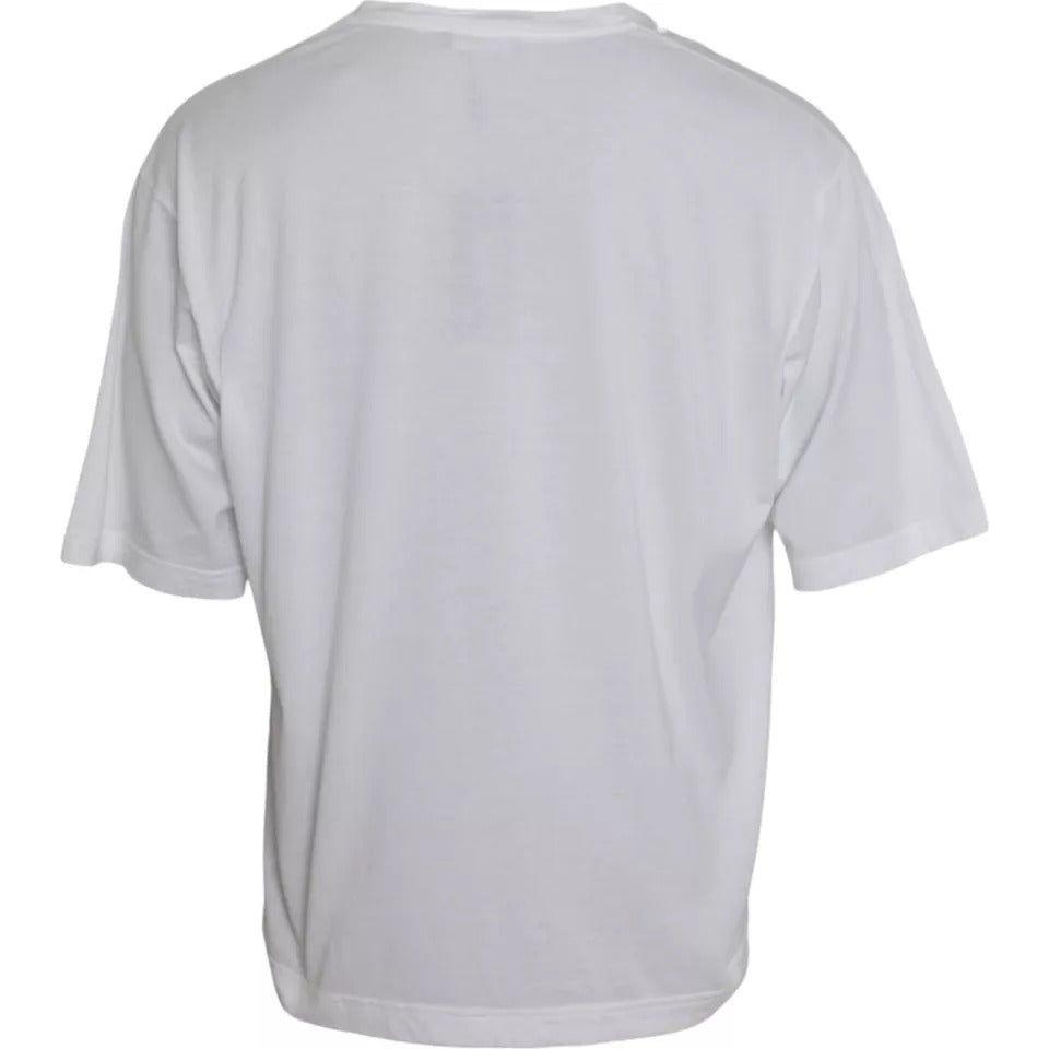 Dolce & Gabbana White Cotton Round Neck Short Sleeve T-shirt Dolce & Gabbana Gray
