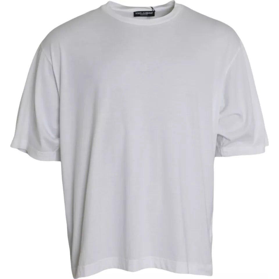 Dolce & Gabbana White Cotton Round Neck Short Sleeve T-shirt Dolce & Gabbana Gray