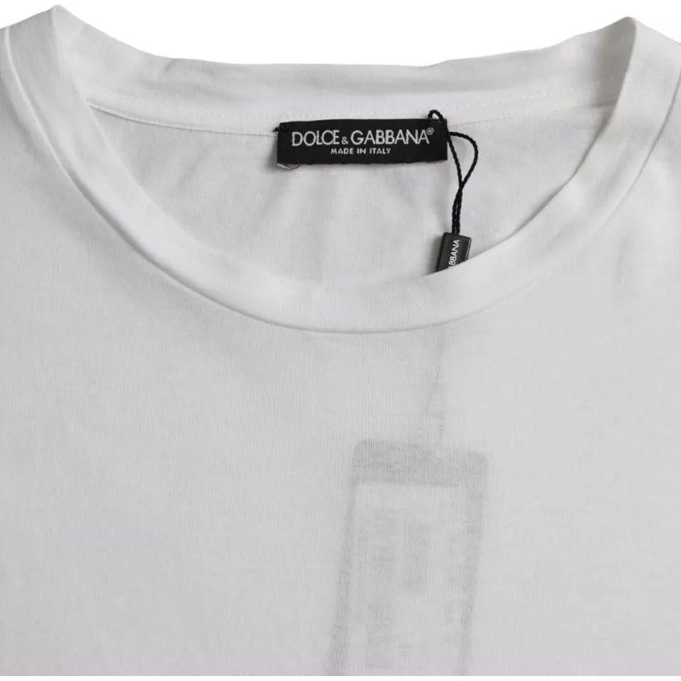 Dolce & Gabbana White Cotton Round Neck Short Sleeve T-shirt Dolce & Gabbana Light Gray