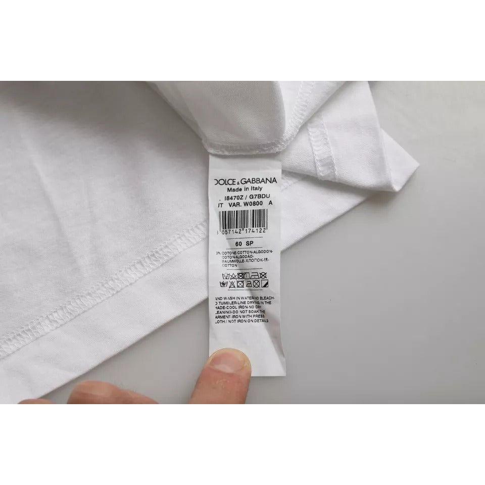 Dolce & Gabbana White Cotton Round Neck Short Sleeve T-shirt Dolce & Gabbana Gray