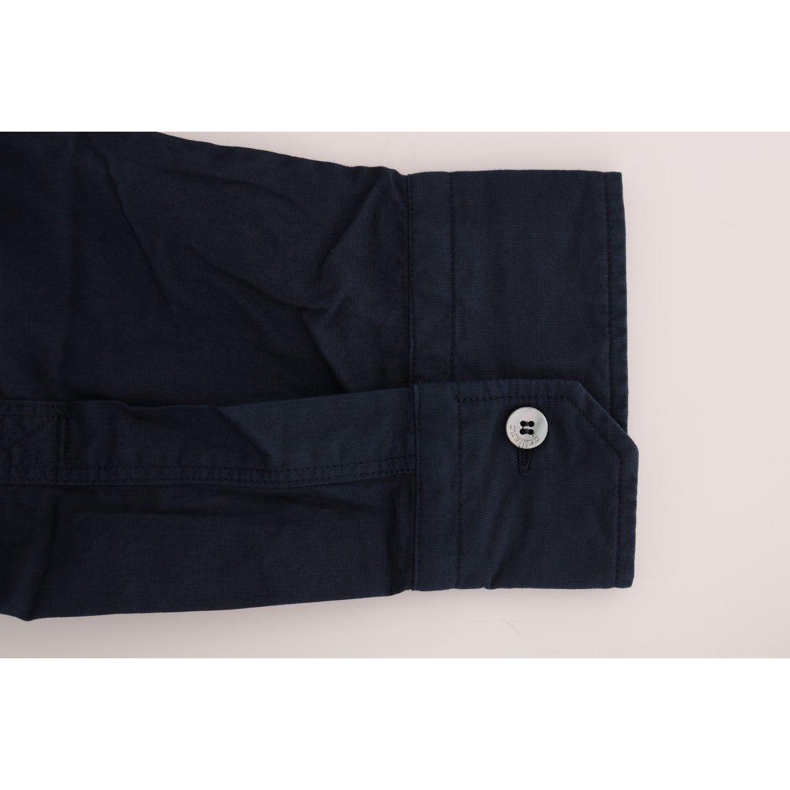 John Galliano Elegant Blue Cotton Casual Shirt John Galliano Black
