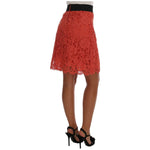 Dolce & Gabbana Orange Macramé Lace Pencil Skirt SKI1035-6